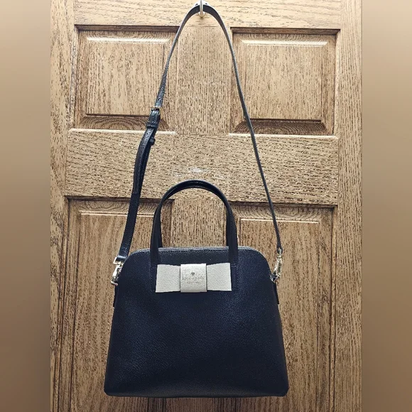 Kate Spade Matthew's Street Maise Black & White Bow Handbag Sachel NWOT Sold out - Picture 3 of 16